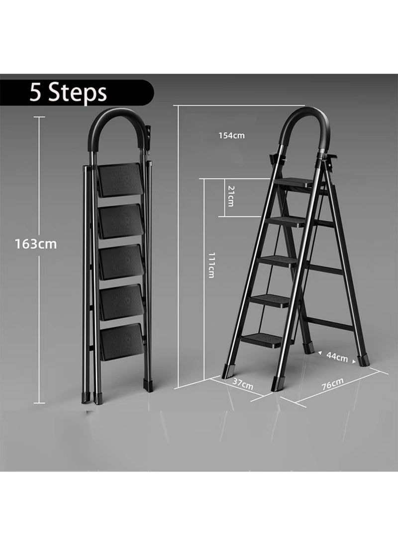 SUNRISE Folding 5 Step Ladder, Step Stool, Portable, Lightweight, Anti Slip Pedal, Handrail For Home Kitchen Office  - Image 2