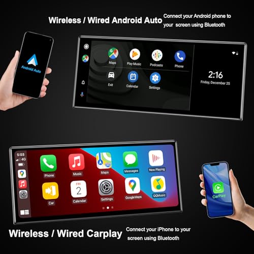 PEMP Linux 12.3" Ultra-Thin Screen E70 E71 Wired and Wireless CarPlay Retrofit Android Auto, 1920 x 720 Display Mirror Link Car Radio Bluetooth Video Player Screen for BMW X5 X6 CIC(2010-2012) - Image 3