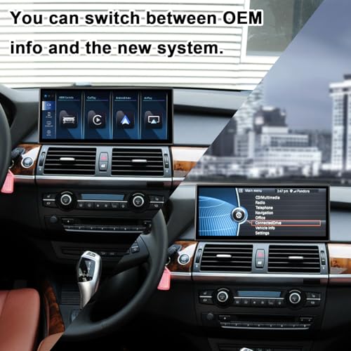 PEMP Linux 12.3" Ultra-Thin Screen E70 E71 Wired and Wireless CarPlay Retrofit Android Auto, 1920 x 720 Display Mirror Link Car Radio Bluetooth Video Player Screen for BMW X5 X6 CIC(2010-2012) - Image 4