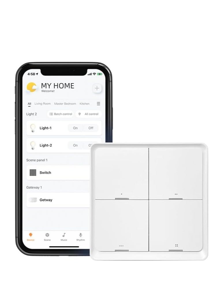 برودلينك مفتاح ذكي Broadlink BLE - وحدة تحكم مصباح لاسلكية، اضغط على الأزرار لتنشيط المشاهد، SC4B4 - Image 1