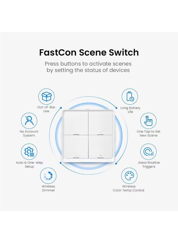 برودلينك مفتاح ذكي Broadlink BLE - وحدة تحكم مصباح لاسلكية، اضغط على الأزرار لتنشيط المشاهد، SC4B4 - Image 3