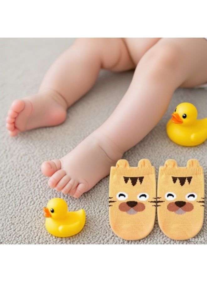 Daytoyz Animal Face Baby Socks, Soft Cotton Blend, Light Orange Cartoon Design, Fits 0-24 Months - Image 2