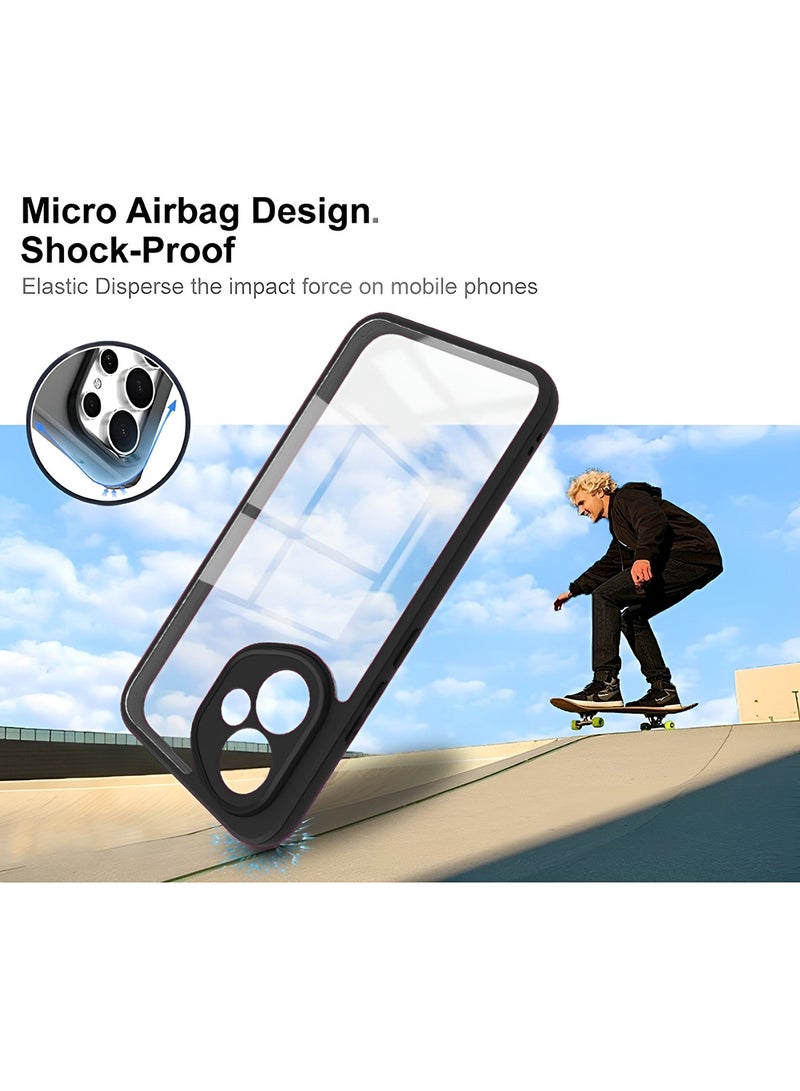 Wtech Honor 400 5G 2025 Hybrid TPU Silicone with Raised Armour Bumpers Slim Case Cover (MCAPSA) - Clear/Black - Image 3