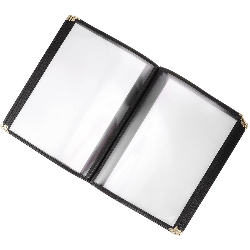 غلاف قائمة A4 من PVC مع 12 غلافًا واقيًا أسود للمطعم والبار والمقهى - Image 2
