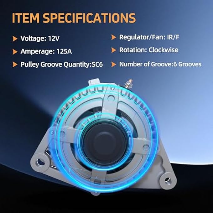 tiubvfdd 104211-3541 Alternator New 12V 125A Compatible with 2015-2017 Toyota Camry L4 2.5L & 2013-2018 Toyota RAV4 L4 2.5L AWD - Replaces 104211-3161, 11163, 270600V170, 27060-0V170 - Image 3