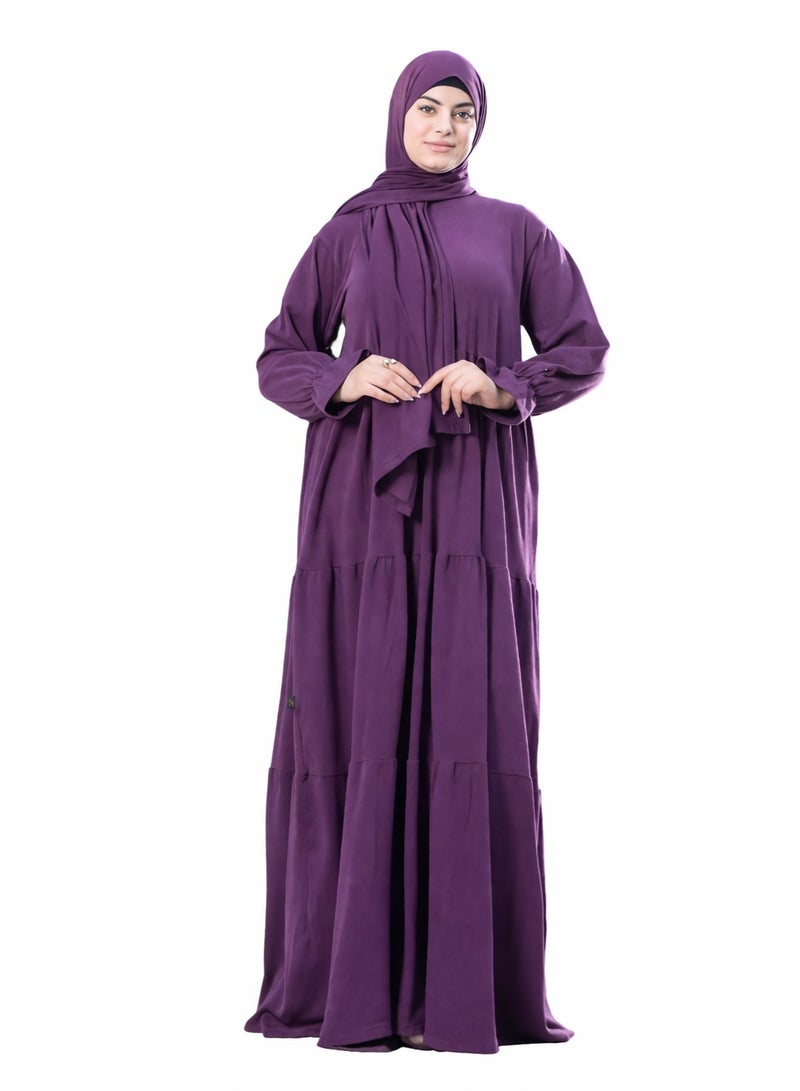 SATR HIJABI Elegant Plum Isdal – Modest Prayer Outfit for Women - Image 1