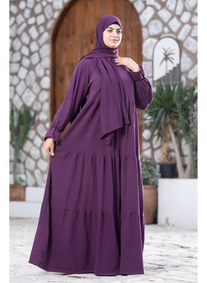 SATR HIJABI Elegant Plum Isdal – Modest Prayer Outfit for Women - Image 3