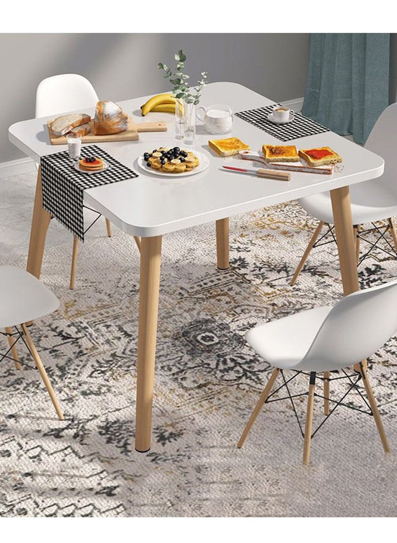 CityRiya-Long Dining Table White Kitchen Dining Table 80*80cm Kitchen Table Wood Coffee Table Tea Table Office Conference Pedestal Desk Small Modern Square Table for Living Room, Kitchen  - Image 1