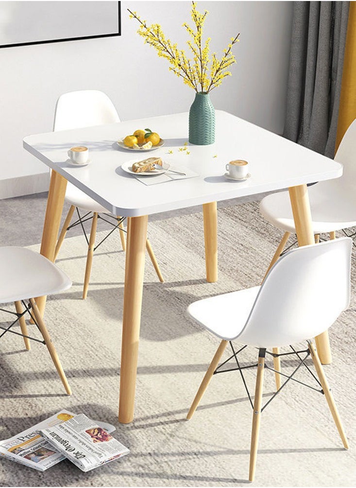 CityRiya-Long Dining Table White Kitchen Dining Table 80*80cm Kitchen Table Wood Coffee Table Tea Table Office Conference Pedestal Desk Small Modern Square Table for Living Room, Kitchen  - Image 3
