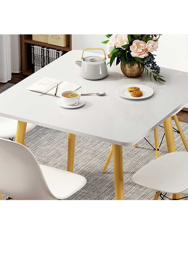CityRiya-Long Dining Table White Kitchen Dining Table 80*80cm Kitchen Table Wood Coffee Table Tea Table Office Conference Pedestal Desk Small Modern Square Table for Living Room, Kitchen  - Image 4