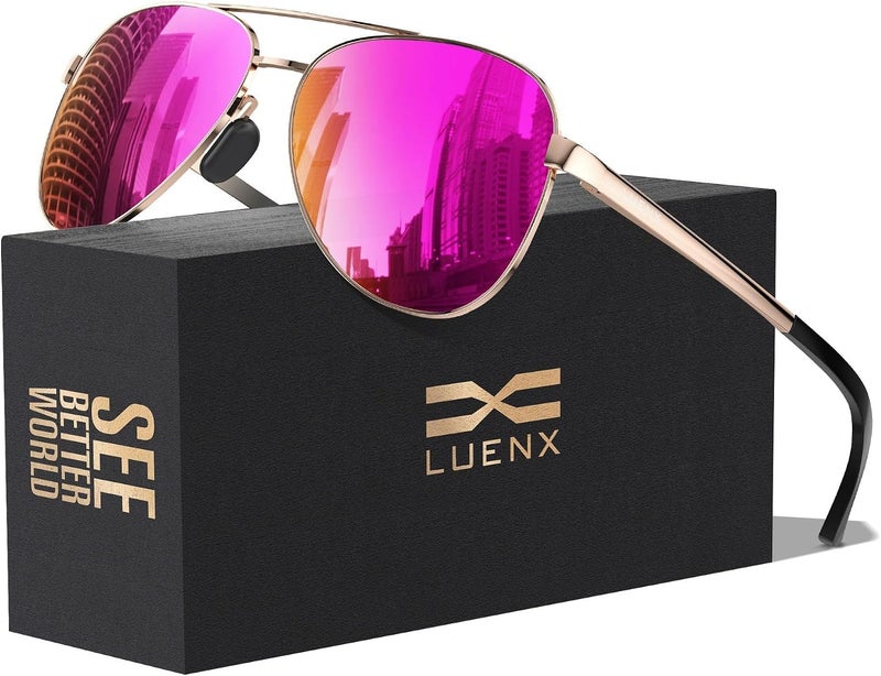 LUENX Aviator Sunglasses for Men Women Polarized - UV400 Protection, Stylish Shades 59 MM, Driving, Outdoor Activities - Image 1