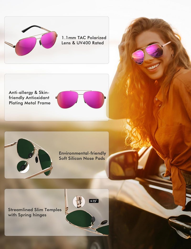 LUENX Aviator Sunglasses for Men Women Polarized - UV400 Protection, Stylish Shades 59 MM, Driving, Outdoor Activities - Image 4
