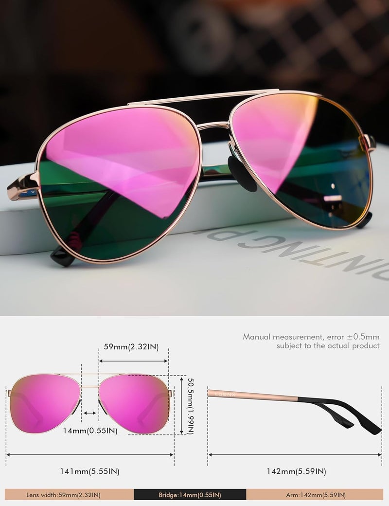 LUENX Aviator Sunglasses for Men Women Polarized - UV400 Protection, Stylish Shades 59 MM, Driving, Outdoor Activities - Image 2