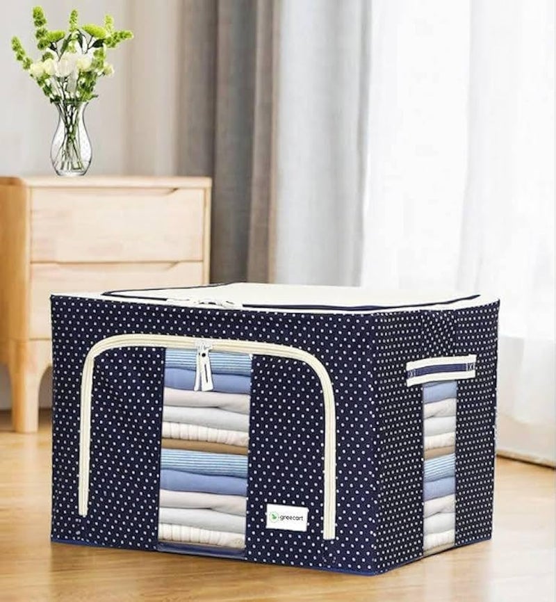 Zorzel Clothes Storage Organizer Foldable Stackable Storage Oxford Cloth Steel Frame Storage Box for Clothing Storage with Foldable Clear Window Reinforced Handles 66L Multicolor - Image 1