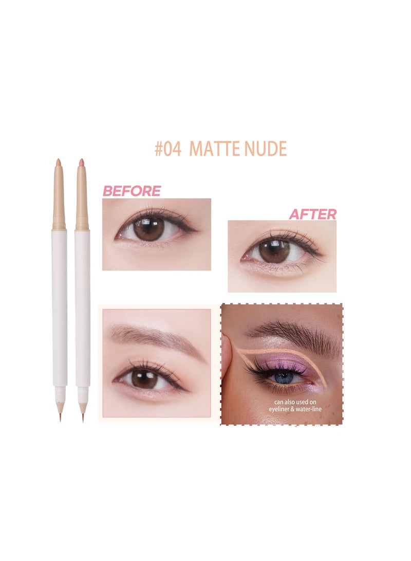 SYOSI Lying Silkworm Pencil, 3PC Double Ended Highlighter Makeup Pen, Glitter & Matte Nude EyeLiner & Eyeshadow, Liquid Contour Liner 2 in 1 Eye Brightener Make Up Stick, Mulit-Funtional Long Lasting - Image 5