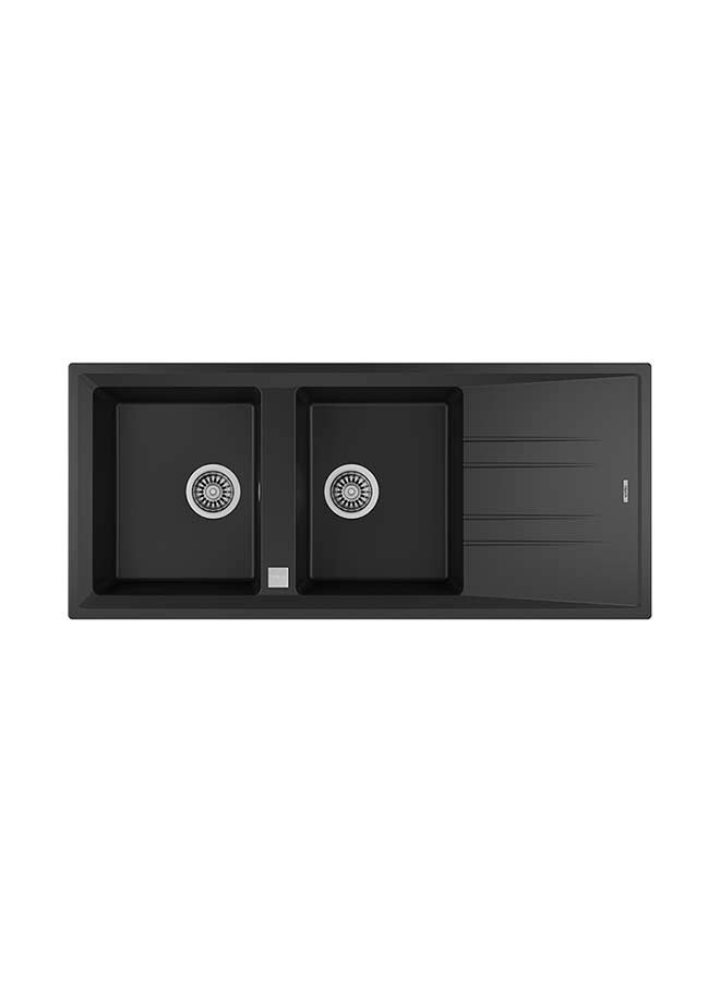 TEKA Stone 80 B-Tg 2B 1D Auto Inset Tegranite Sink With Two Bowls And One Drainer Carbon 1160x510x200mmmm - Image 1