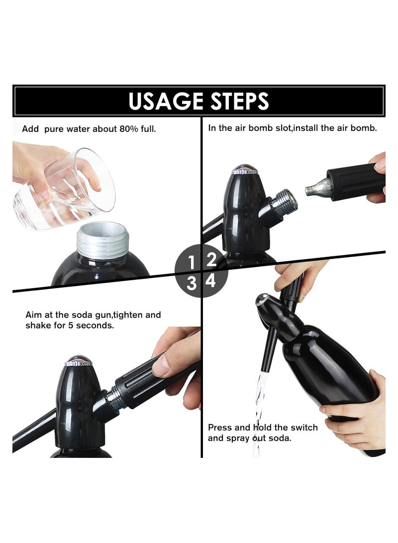 صانع المياه الفوارة 1 لتر، آلة صنع الصودا، ماكينة مياه غازية، آلة صنع مياه الفوارة الألمنيوم للاستخدام المنزلي، لصنع مشروبات الصودا الطازجة، استخدم خراطيش CO2 بسعة 8 جرام (غير مضمنة). - Image 3