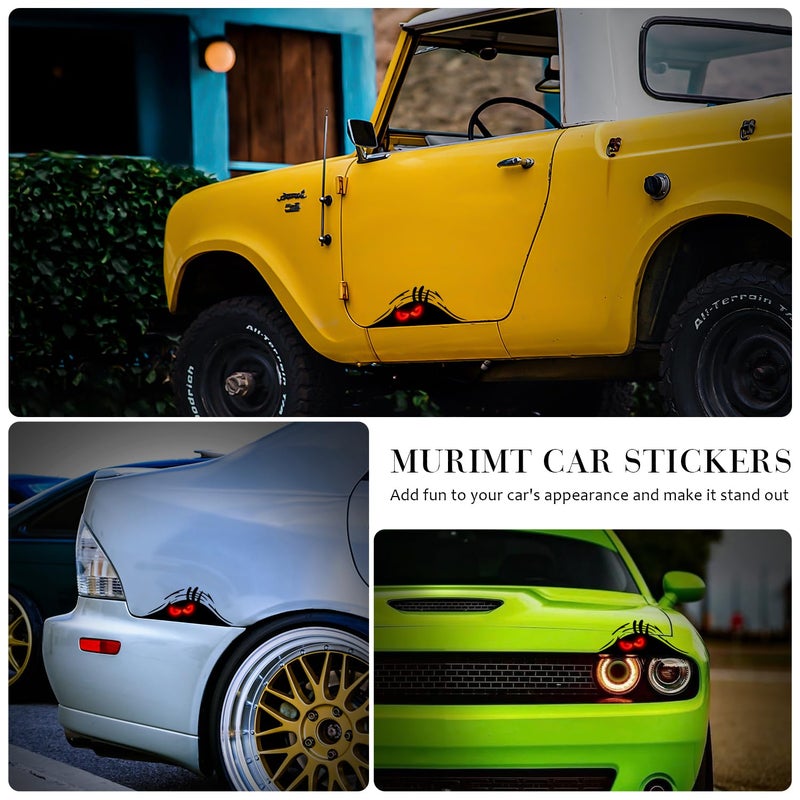 Murimt 2PCS Murimt Peeking Monster Funny Car Stickers and Decals - Waterproof Reflective Headlight Vinyl for Women Men Truck - Cover Scratches Bumper Halloween Stickers - Image 5
