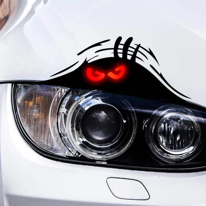 Murimt 2PCS Murimt Peeking Monster Funny Car Stickers and Decals - Waterproof Reflective Headlight Vinyl for Women Men Truck - Cover Scratches Bumper Halloween Stickers - Image 1