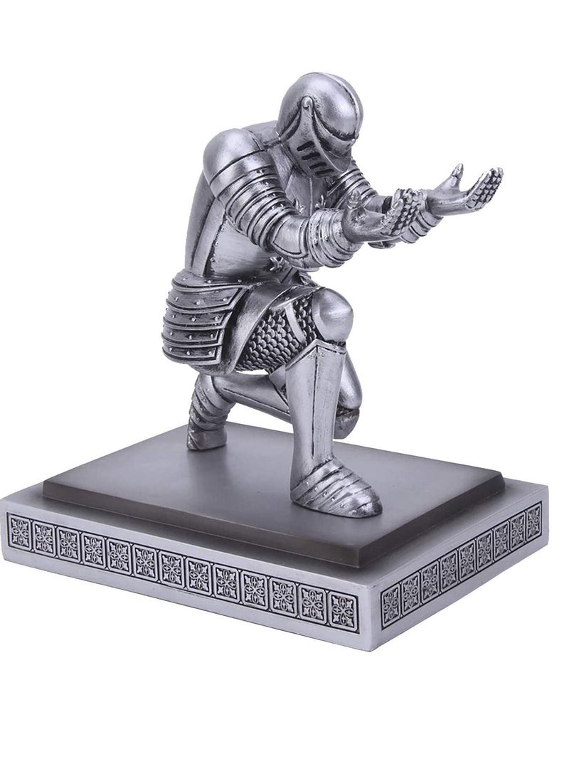 Y&D Executive Knight Pen Holder Personalized Decoration Desk Accessory Stationery Organizer Creative Stand Decorative Gift for Office Silver  - Image 1