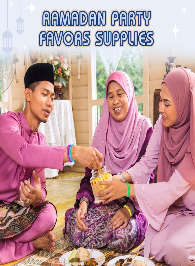 Landical Eid Al Adha Silicone Bracelets Mubarak Kareem Motivational Rubber Wristbands Colored Silicone Bracelets Muslim Gifts Ramadan Festival Party(120 Pcs,Ramadan) - Image 3