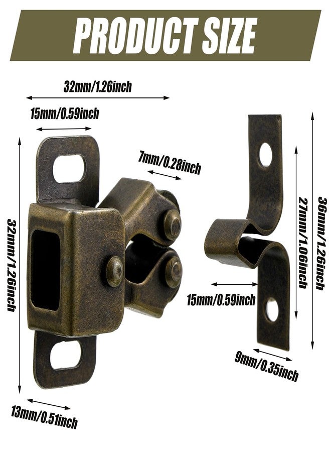 Bonuci 20 Pcs Cabinet Door Latch and Catch Hardware Double Roller Catch Cabinet Latches with Spear Strike for Closet Doors Kitchen (Cyan) - Image 2