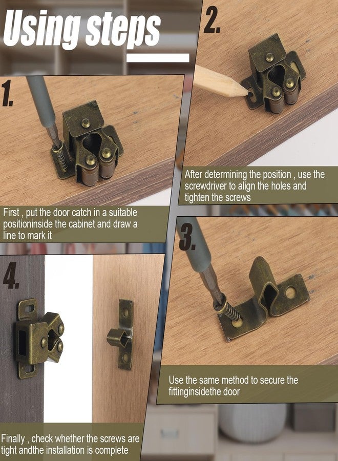 Bonuci 20 Pcs Cabinet Door Latch and Catch Hardware Double Roller Catch Cabinet Latches with Spear Strike for Closet Doors Kitchen (Cyan) - Image 3