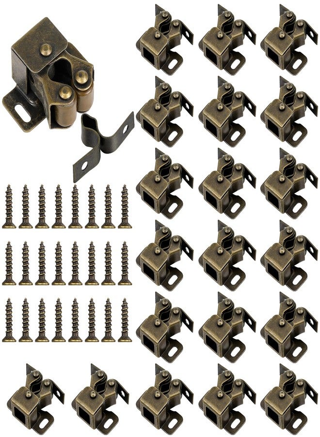 Bonuci 20 Pcs Cabinet Door Latch and Catch Hardware Double Roller Catch Cabinet Latches with Spear Strike for Closet Doors Kitchen (Cyan) - Image 1
