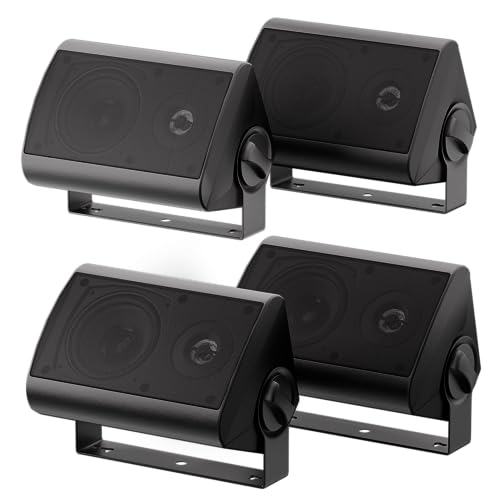 Herdio Passive Outdoor Speakers Wired Waterproof 4 Inches 2Way 400W Wall Mounted Speakers with Dome Tweeter AllWeather Durability for Patio Porch Backyard 2Pairs Black - Image 1