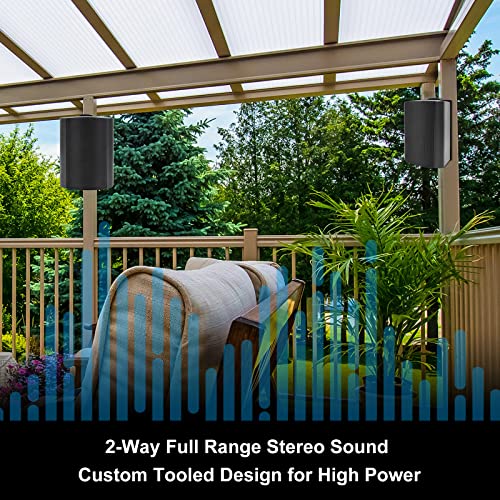 Herdio Passive Outdoor Speakers Wired Waterproof 4 Inches 2Way 400W Wall Mounted Speakers with Dome Tweeter AllWeather Durability for Patio Porch Backyard 2Pairs Black - Image 3