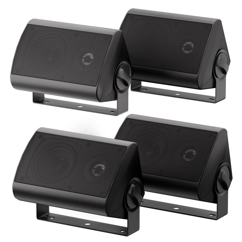 Herdio Passive Outdoor Speakers Wired Waterproof 4 Inches 2Way 400W Wall Mounted Speakers with Dome Tweeter AllWeather Durability for Patio Porch Backyard 2Pairs Black - Image 2