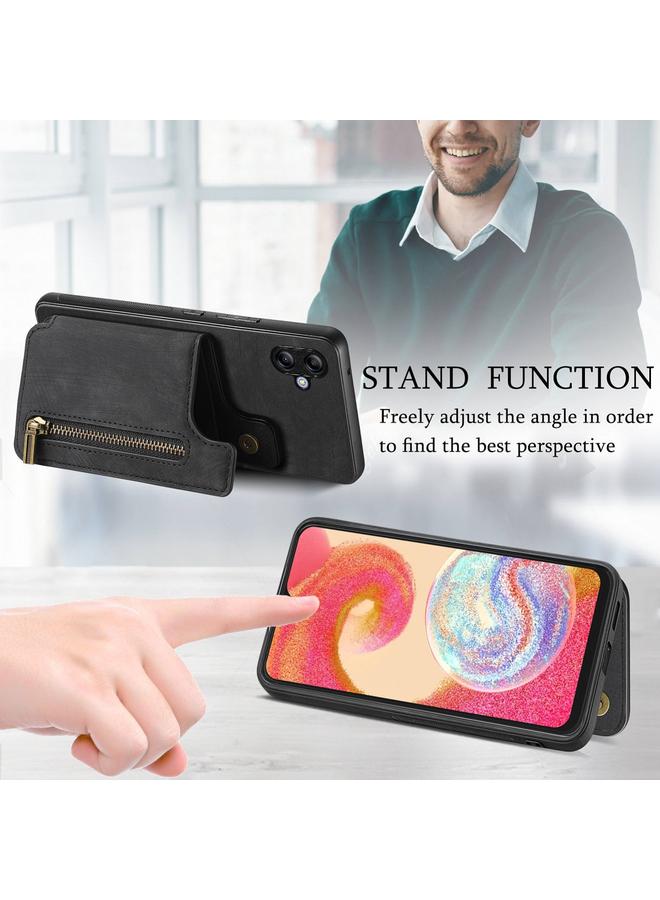 اس-توب جراب خلفي بسحاب من الجلد بتصميم كلاسيكي لهاتف Samsung Galaxy A04e - Image 4