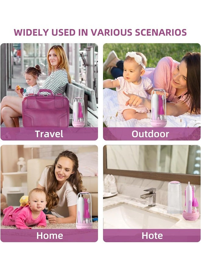 Super ZYouth Electric Bottle Brush Cleaner, Travel Bottle Cleaner Kit for Baby with Silicone Bottle, Nipple and Straw Brush, Stirring Head, Drying Rack and Storage Box, Purple  - Image 4