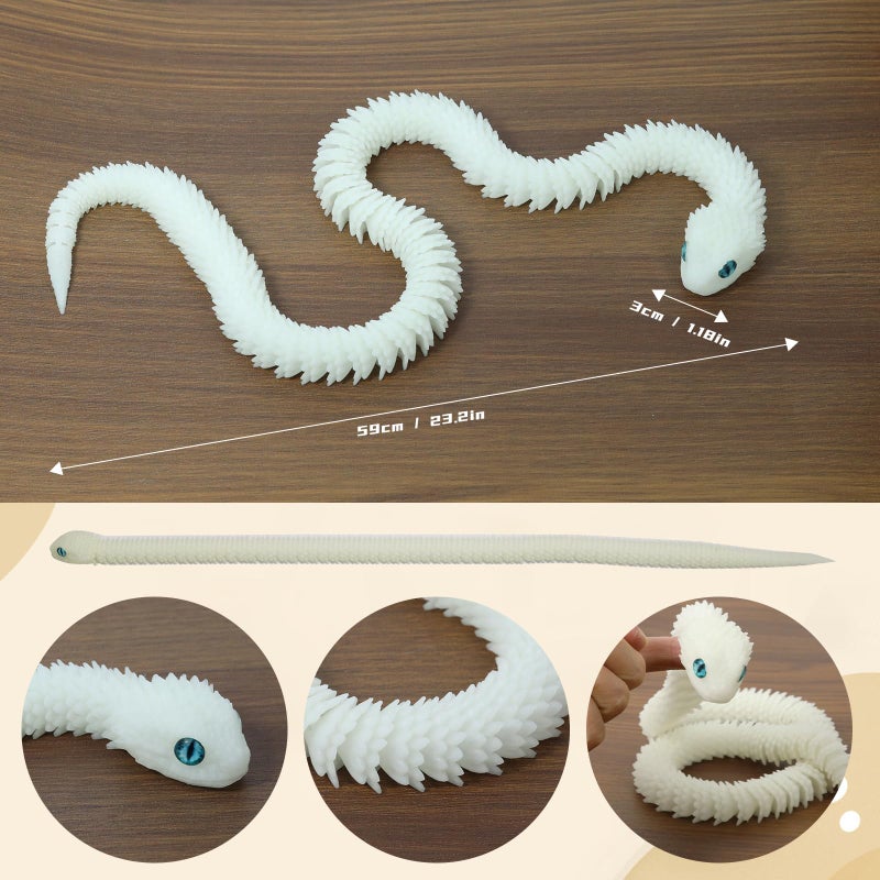 Lohoee 24in 3D Printed Snake Toys,3D Printed Animal, Glow in The Dark Flexible 3D Printed Snake, Fidget ADHD Snake Toys for Animal Collectors, Creative Funny Toy, Easter Basket Stuffers - Image 4