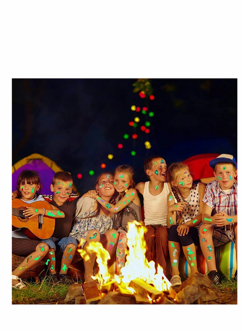 SYOSI Luminous Tattoos, Fake Tattoo Stickers with Butterfly Dinosaur Space Theme, Temporary Tattoos for Kids Boys Girls Birthday Party Gift Bag Fillers, 300+Mixed Style, 30 Sheets - Image 4