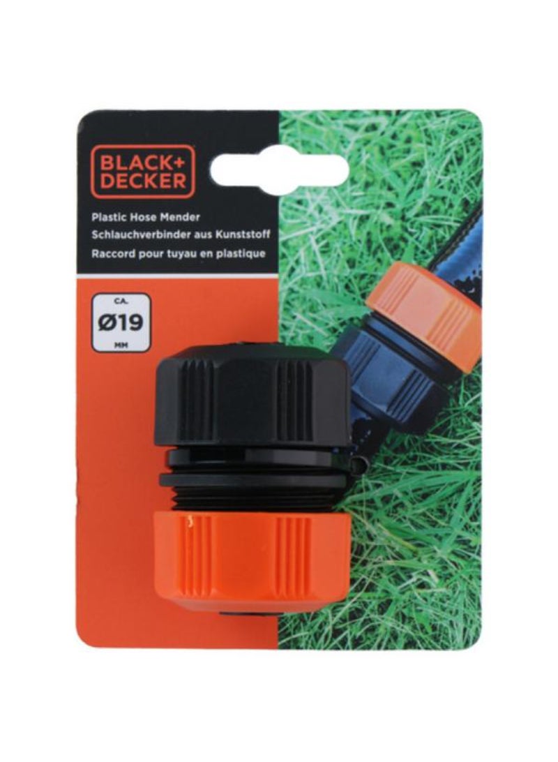 Black+Decker Plastic Garden Hose Mender Black and Orange 1.9cm 871125223589 - Image 1
