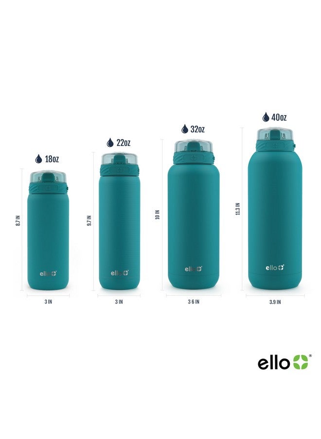 Ello Cooper 32oz Stainless Steel Water Bottle with Straw and Carry Handle, Double Walled and Vacuum Insulated Metal, Leak Proof Locking Lid with Soft Silicone Spout, Reusable, BPA Free, Antigua - Image 3