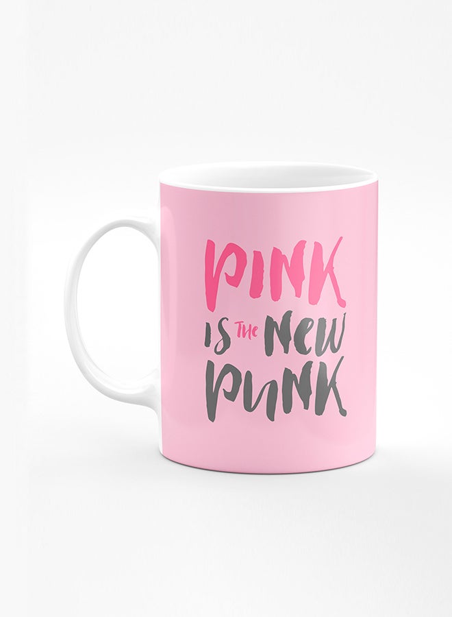 Stylizedd Designer Printed Coffee Mug with Heavy Duty Handle 11oz Ceramic Personalised Gift Mugs Cup [Microwave Safe & Dishwasher Proof] - Pink is the new punk - Image 1