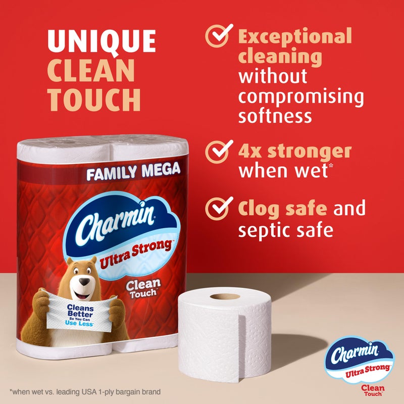 Charmin Ultra Strong Clean Touch Toilet Paper, 24 Family Mega Rolls = 120 Regular Rolls - Image 2