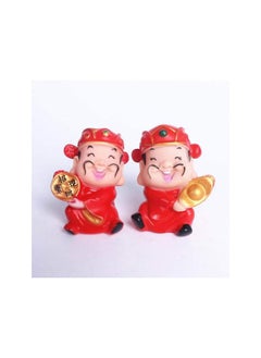 3pcs Chinese God of Wealth Figriunes Statue Good Luck Cake Toppers Chinese Feng Shui Ornament Table Centerpiece for 2021 OX Year Spring Festival Decoration Gift Gold Coin