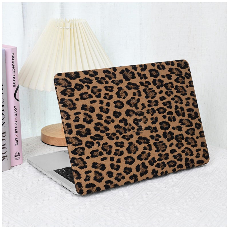 BYCeke Compatible with MacBook Air 13 inch Case 20222018 M1 A2337 A2179 A1932Leather Leopard Print for Mac Air 13Cheetah Case with Keyboard Cover for MacBook Air 13inch Cow PatternLeopard Brown - Image 2