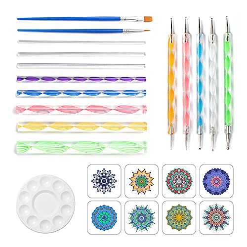 Chironal 24Pcs Painting Rocks Coloring Drawing DIY Tools Creative Mandala Dotting Tools Set - Image 1