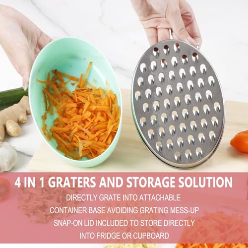 KEISSCO Cheese Grater Citrus Lemon Zester with Food Storage Container & Lid - Perfect For Hard Parmesan Or Soft Cheddar Cheeses, Ginger, Vegetables, Butter, Chocolate & Nutmeg (Green) - Image 5