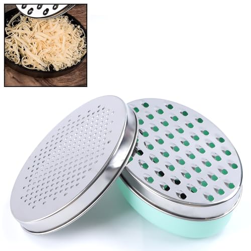 KEISSCO Cheese Grater Citrus Lemon Zester with Food Storage Container & Lid - Perfect For Hard Parmesan Or Soft Cheddar Cheeses, Ginger, Vegetables, Butter, Chocolate & Nutmeg (Green) - Image 1