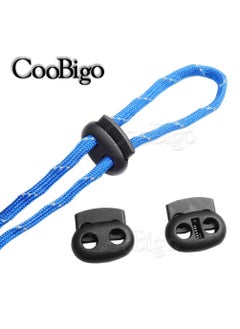 CooBigo 50pcs Plastic 2 Hole Cord Lock Bean Spring Clasp Toggle Clip Stopper for Sportswear Shoelace DIY Bag Rope Parts Accessories  - Image 3