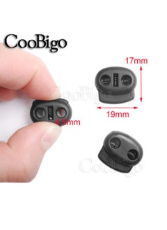 CooBigo 50pcs Plastic 2 Hole Cord Lock Bean Spring Clasp Toggle Clip Stopper for Sportswear Shoelace DIY Bag Rope Parts Accessories  - Image 2