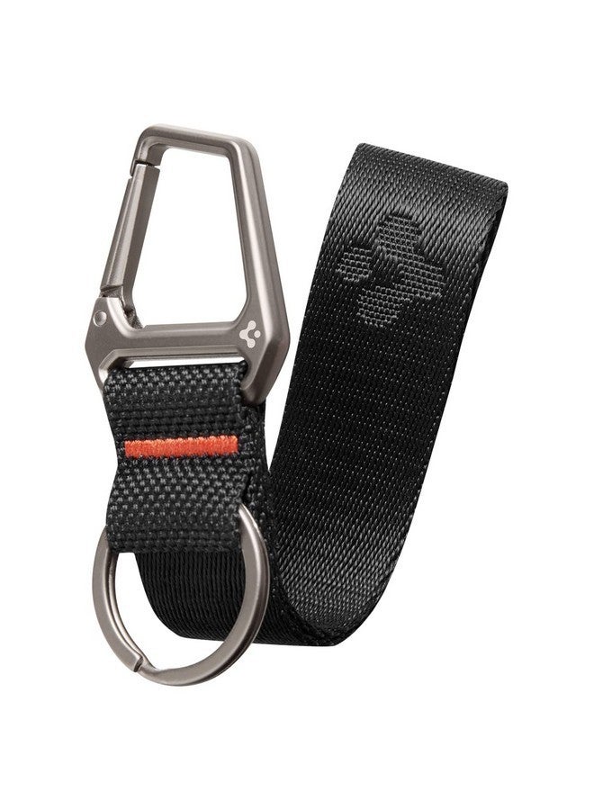 Spigen Carabiner Lanyard Keychain Strap [Light & Compact] For Keys ID Badge Wallet Holder and Everyday Carry Items, Wrist Keychain Ring Carabiner - Black - Image 1