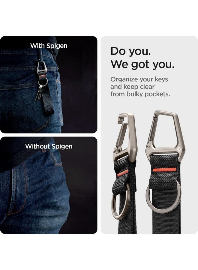 Spigen Carabiner Lanyard Keychain Strap [Light & Compact] For Keys ID Badge Wallet Holder and Everyday Carry Items, Wrist Keychain Ring Carabiner - Black - Image 2