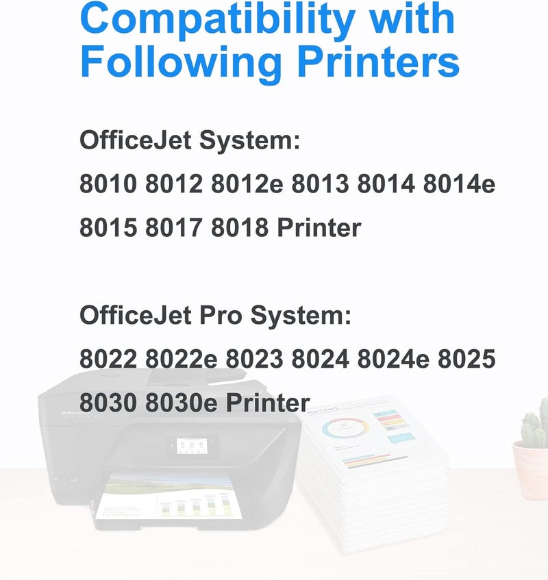 خرطوشة حبر متوافقة بديلة من نوع 912XL لطابعات HP 912 و912XL، متوافقة مع طابعات HP OfficeJet Pro 8012 و8015 و8010 و8022 و8020 و8025 و8024 و8014 و8017 و8021 و8023 AIO، عبوة متعددة من 4 قطع - Image 2