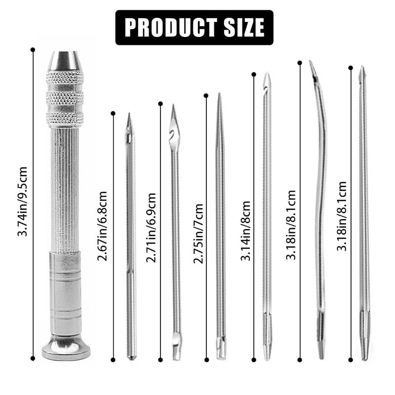RAMAKHYAM RAMAKHYAM Multifunctional Stainless Steel Trimming Sewing Awl Needle Set Shoes Repair Tool KitsThickness Accessory Sewing Awl Tools Factory Lock Stitch Kit DIY Handmade 7pcs Needle Awl  - Image 2